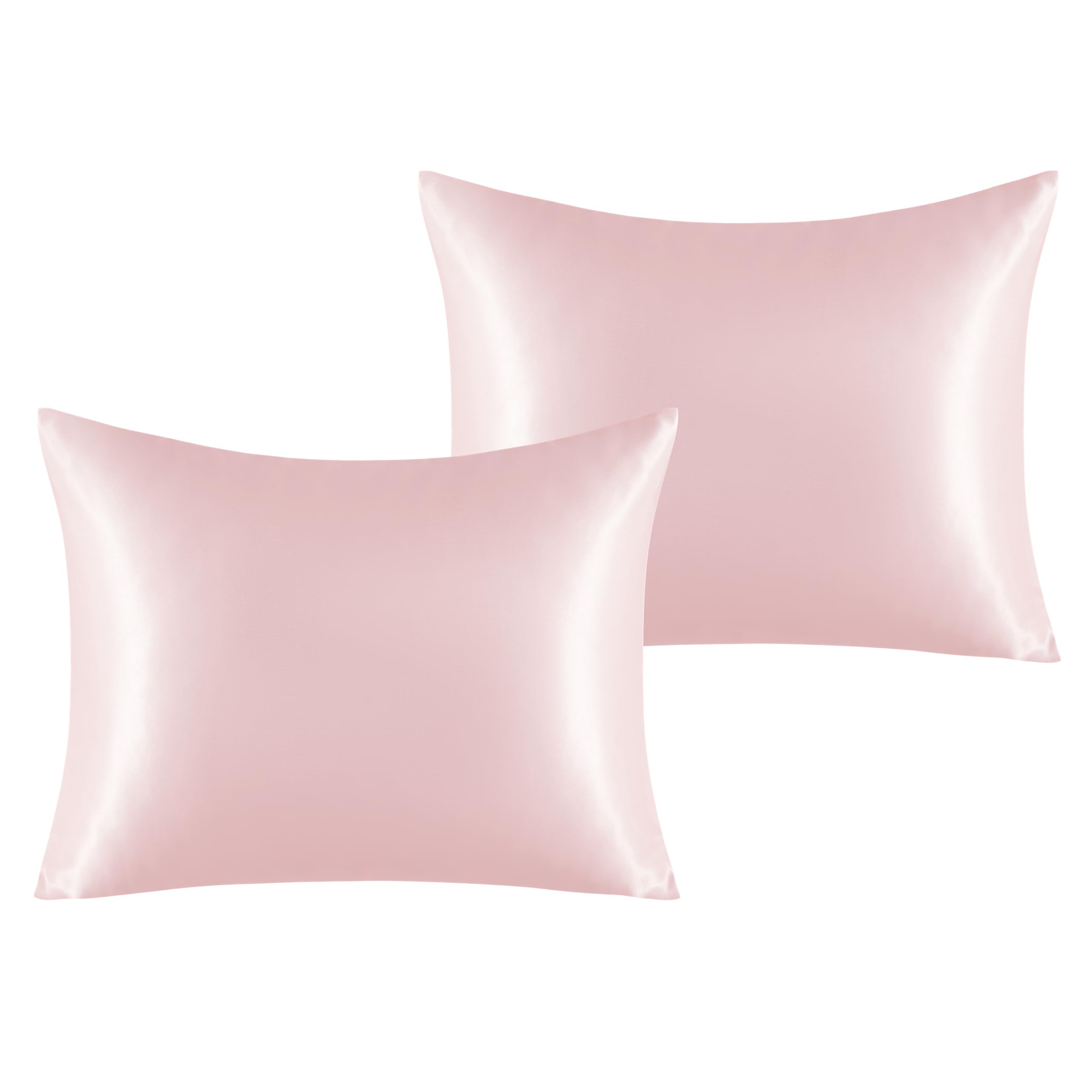 Ntbay 2 Pack Satin Standard Pillowcases For Hair And Skin, Luxurious And Silky Pillow Cases With Envelope Closure, 20X26 Inches, Light Pink